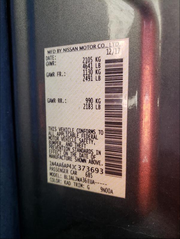 2018 NISSAN MAXIMA 3.5 1N4AA6AP4JC373693