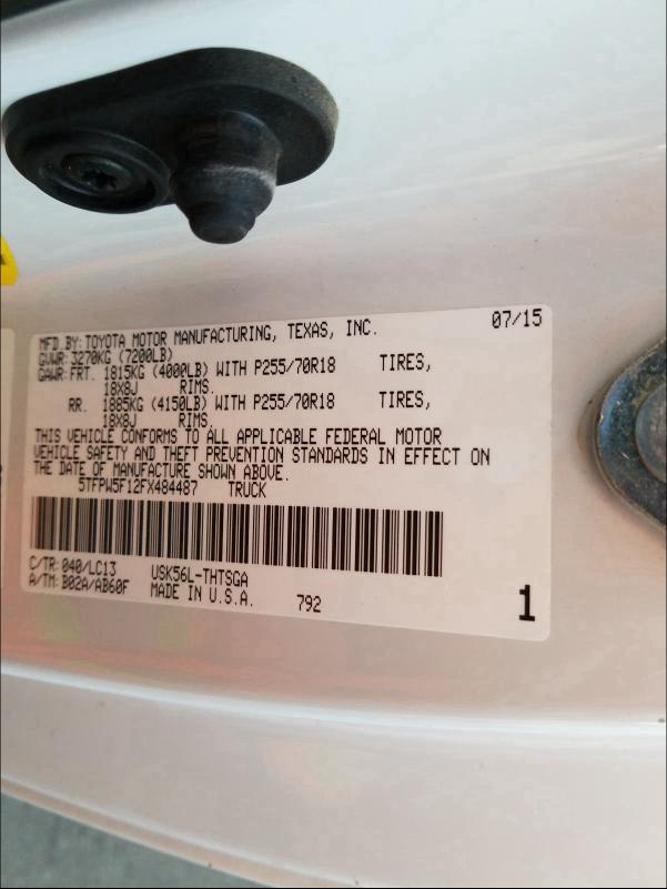 2015 TOYOTA TUNDRA SR 5TFPW5F12FX484487