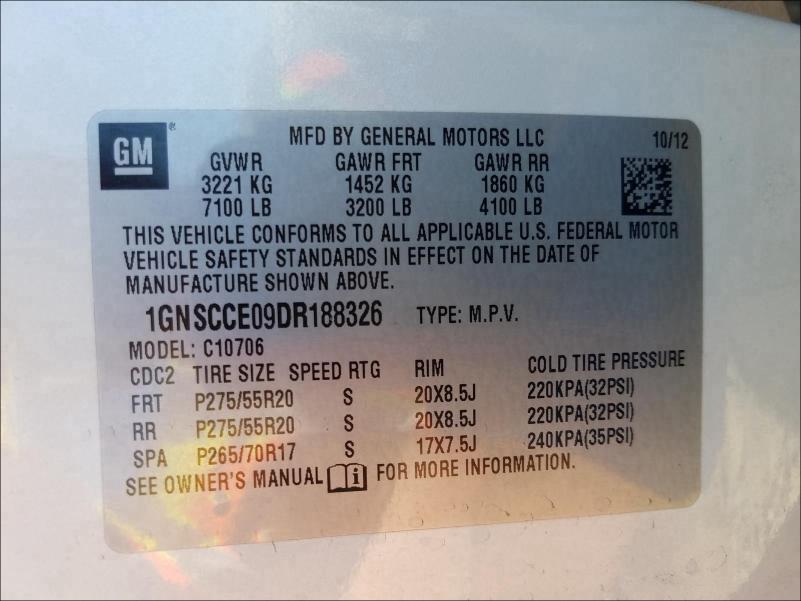 2013 CHEVROLET TAHOE C150 1GNSCCE09DR188326