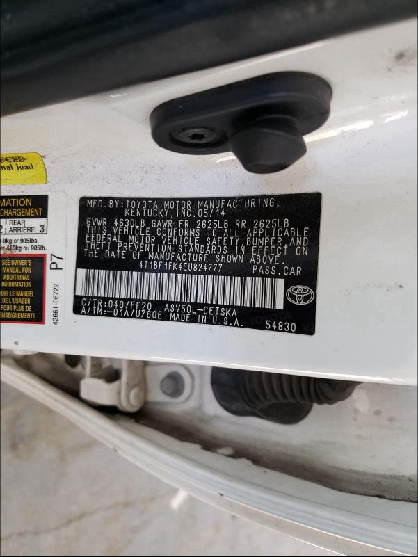 4T1BF1FK4EU824777 2014 Toyota Camry L 2.5L
