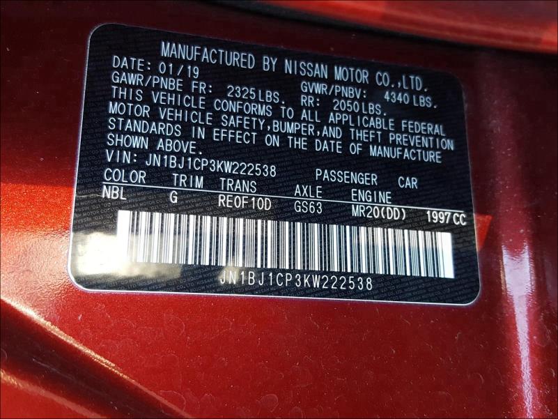 2019 NISSAN ROGUE SPOR JN1BJ1CP3KW222538