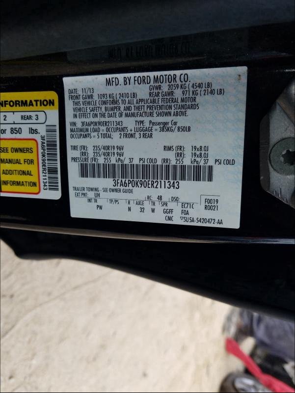 2014 FORD FUSION TIT 3FA6P0K90ER211343