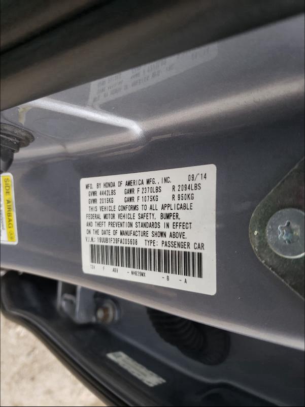2015 ACURA TLX 19UUB1F39FA005608