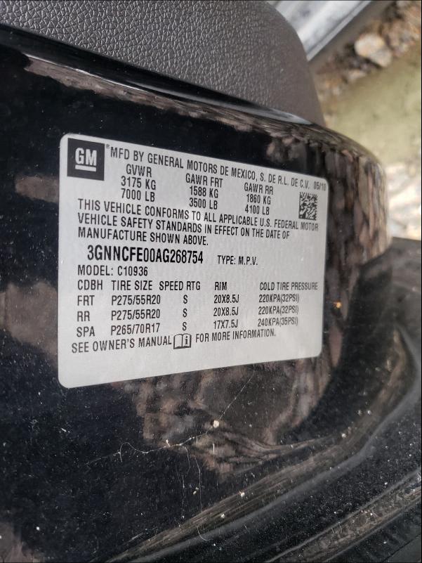 2010 CHEVROLET AVALANCHE 3GNNCFE00AG268754