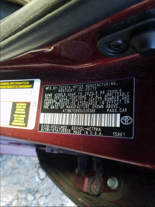 2013 TOYOTA AVALON BAS 4T1BK1EB9DU028389