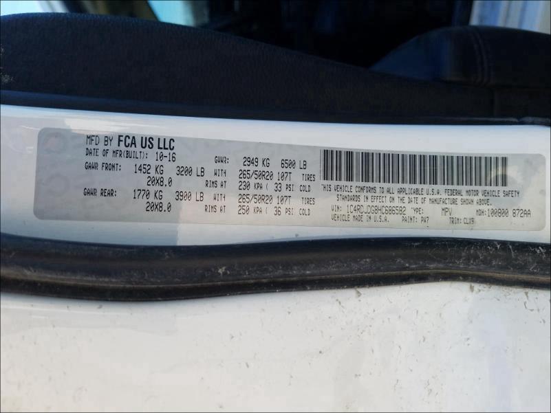 2017 DODGE DURANGO GT 1C4RDJDG8HC686582