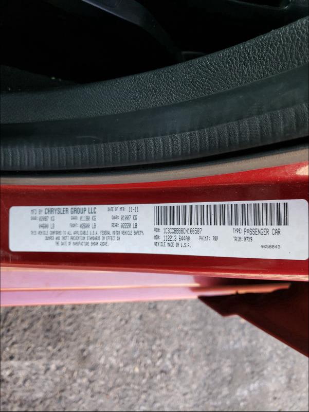2012 CHRYSLER 200 TOURIN - 1C3CCBBB8CN160587