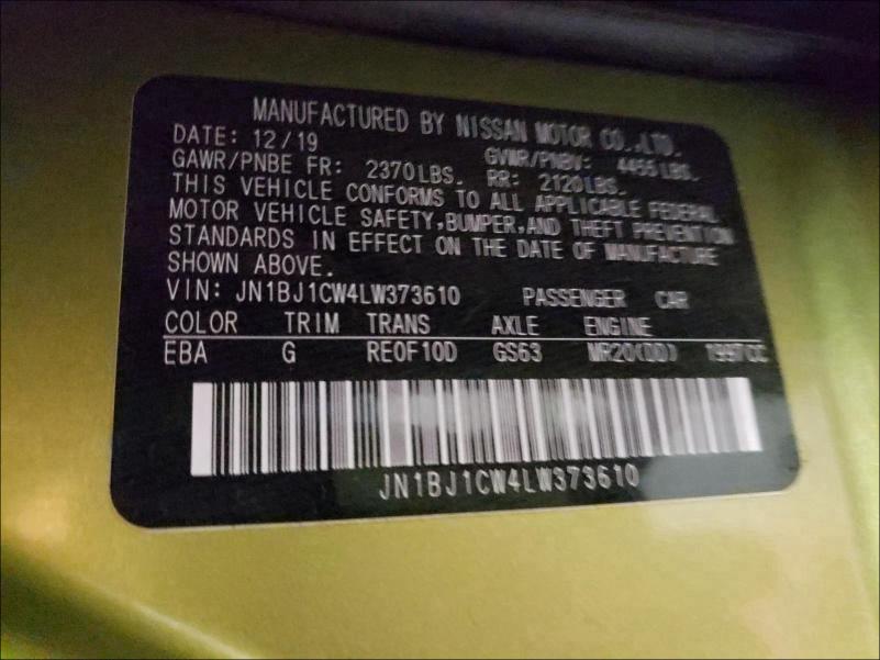 2020 NISSAN ROGUE SPOR JN1BJ1CW4LW373610