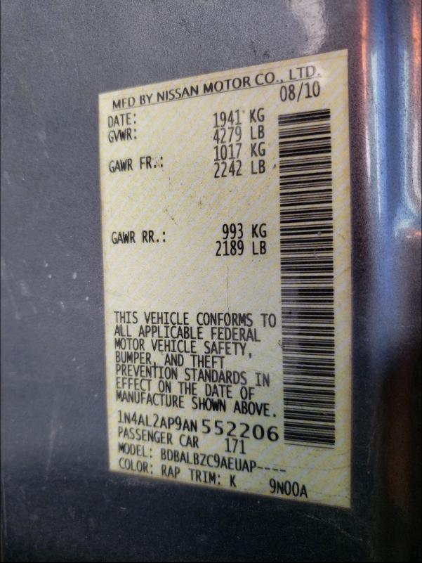 2010 NISSAN ALTIMA BAS 1N4AL2AP9AN552206