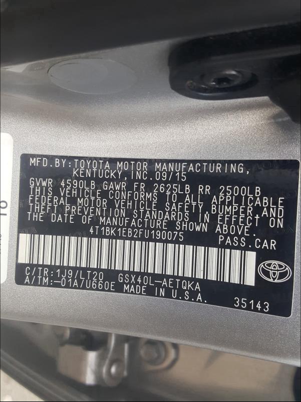 2015 TOYOTA AVALON XLE 4T1BK1EB2FU190075