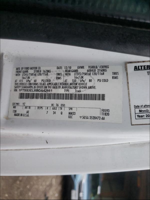 2011 FORD ECONOLINE 1FTSS3EL6BDA42661