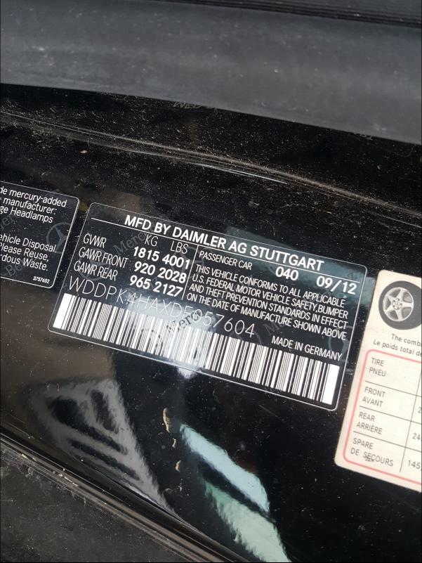 2013 MERCEDES-BENZ SLK 250 WDDPK4HAXDF057604
