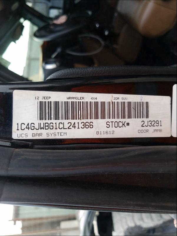 2012 JEEP WRANGLER S 1C4GJWBG1CL241366