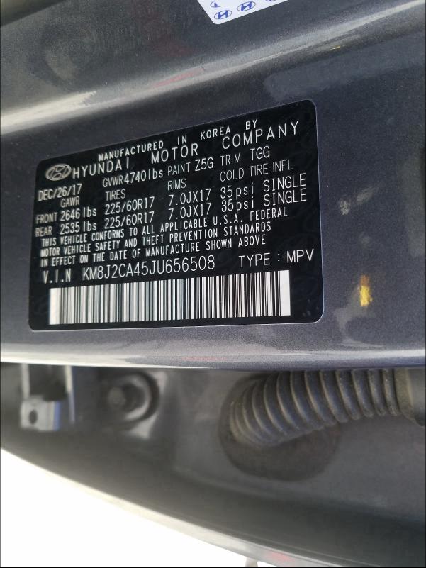 2018 HYUNDAI TUCSON SE KM8J2CA45JU656508