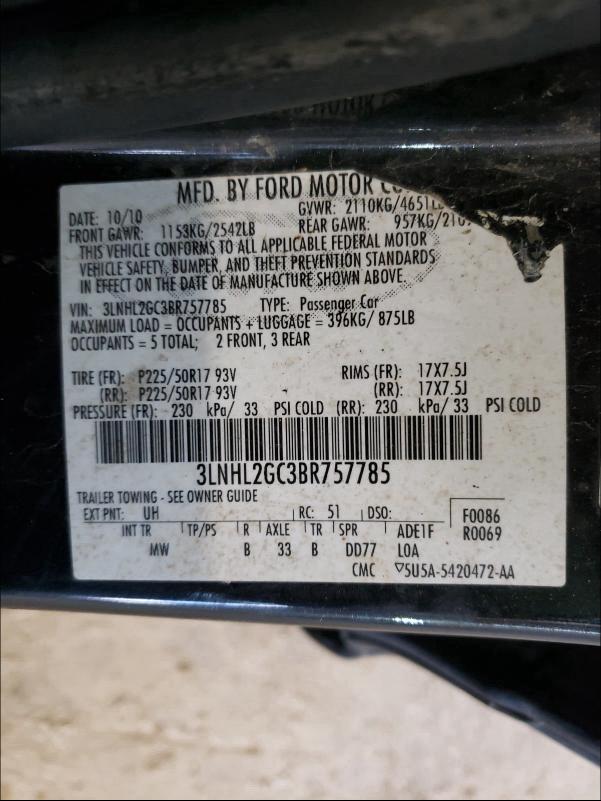 2011 LINCOLN MKZ 3LNHL2GC3BR757785