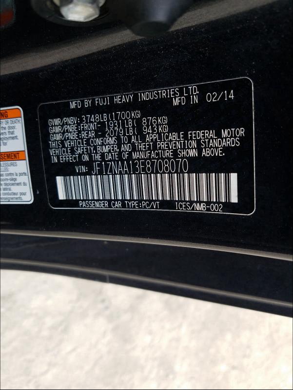 2014 TOYOTA SCION FR-S JF1ZNAA13E8708070