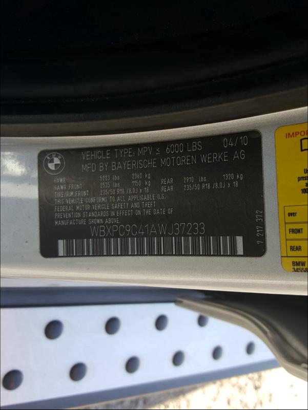 2010 BMW X3 XDRIVE3 WBXPC9C41AWJ37233