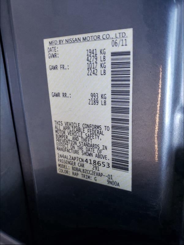 2012 NISSAN ALTIMA BAS 1N4AL2AP7CN418653