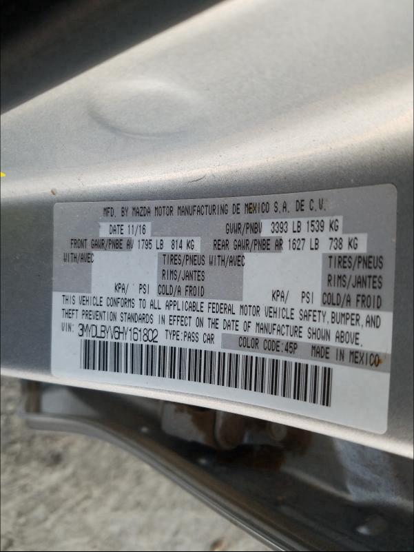 2017 TOYOTA YARIS IA 3MYDLBYV6HY161802