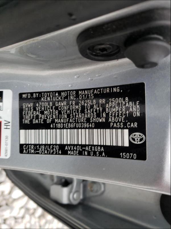 2015 TOYOTA AVALON HYB 4T1BD1EB6FU039640