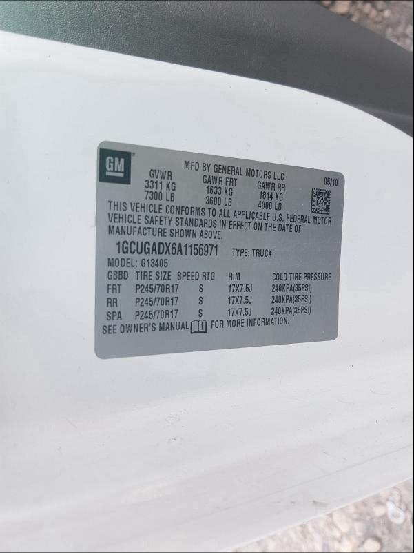 2010 CHEVROLET EXPRESS G1 1GCUGADX6A1156971