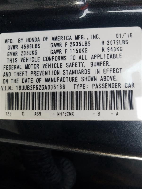 2016 ACURA TLX TECH 19UUB2F52GA005166