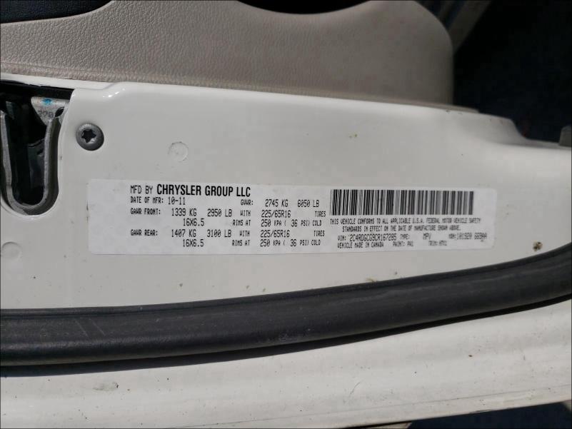 2012 DODGE GRAND CARA 2C4RDGCG9CR167285