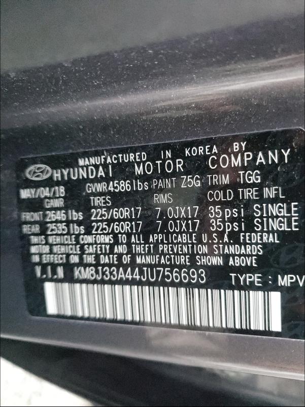 2018 HYUNDAI TUCSON SEL KM8J33A44JU756693