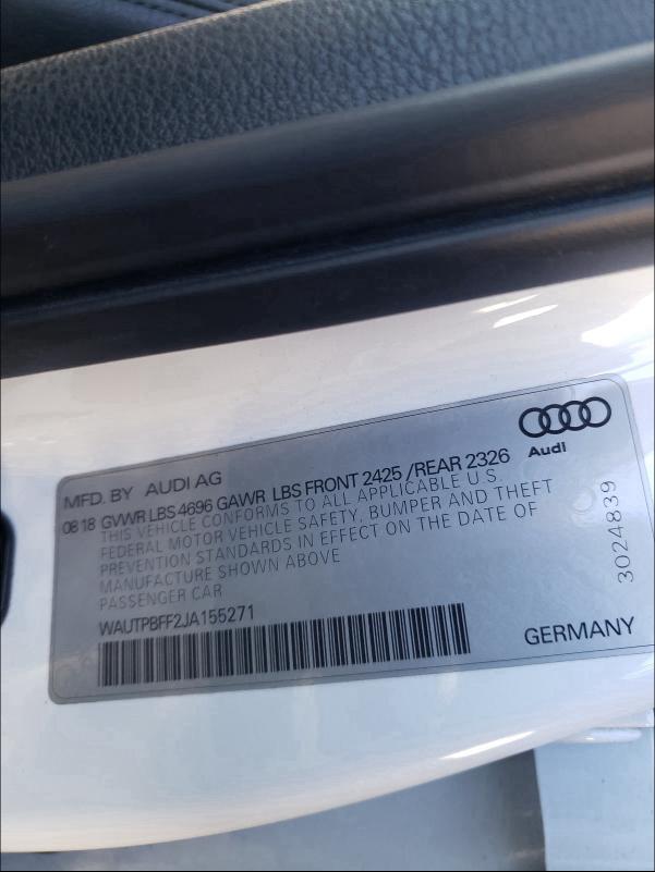 2018 AUDI A3 E-TRON WAUTPBFF2JA155271