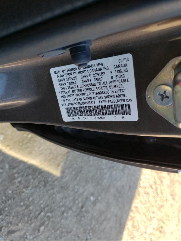 2013 HONDA CIVIC EXL 2HGFB2F95DH529579