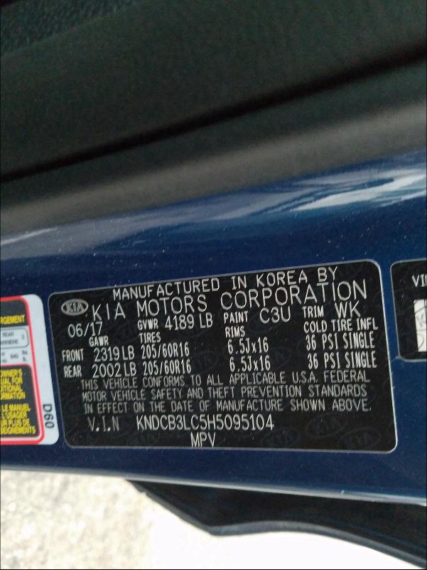 2017 KIA NIRO FE KNDCB3LC5H5095104