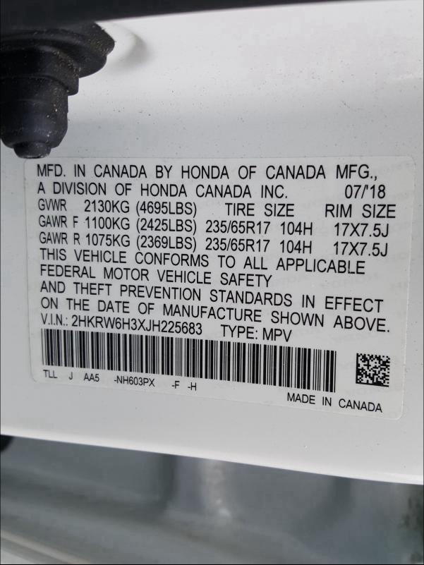 2018 HONDA CR-V LX 2HKRW6H3XJH225683
