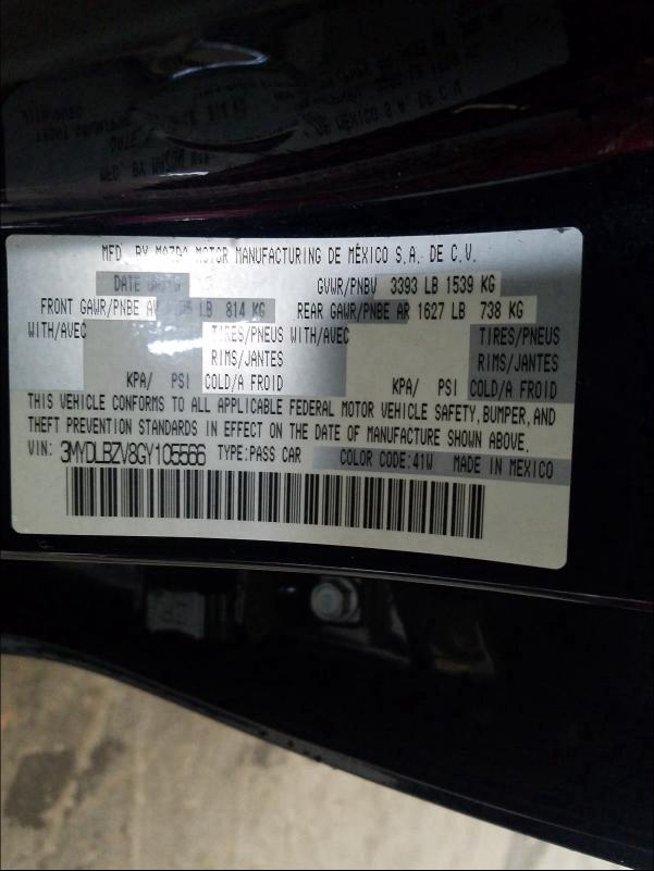 2016 TOYOTA SCION IA 3MYDLBZV8GY105566