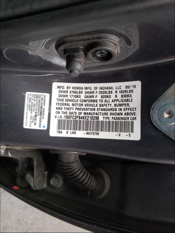 2019 HONDA CIVIC SPOR - 19XFC2F84KE210296