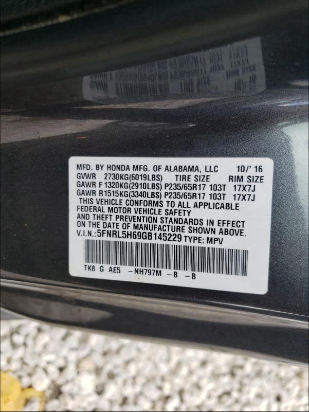 2016 HONDA ODYSSEY EX 5FNRL5H69GB145229