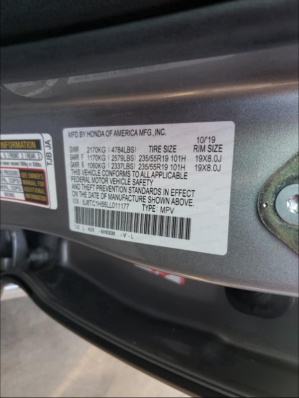 2020 ACURA RDX TECHNO 5J8TC1H56LL011177