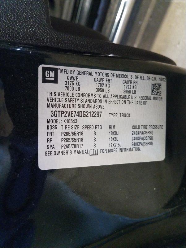 2013 GMC SIERRA K15 3GTP2VE74DG212297