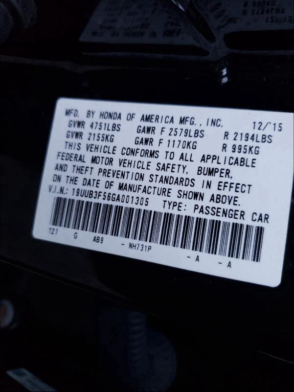 2016 ACURA TLX TECH 19UUB3F56GA001305