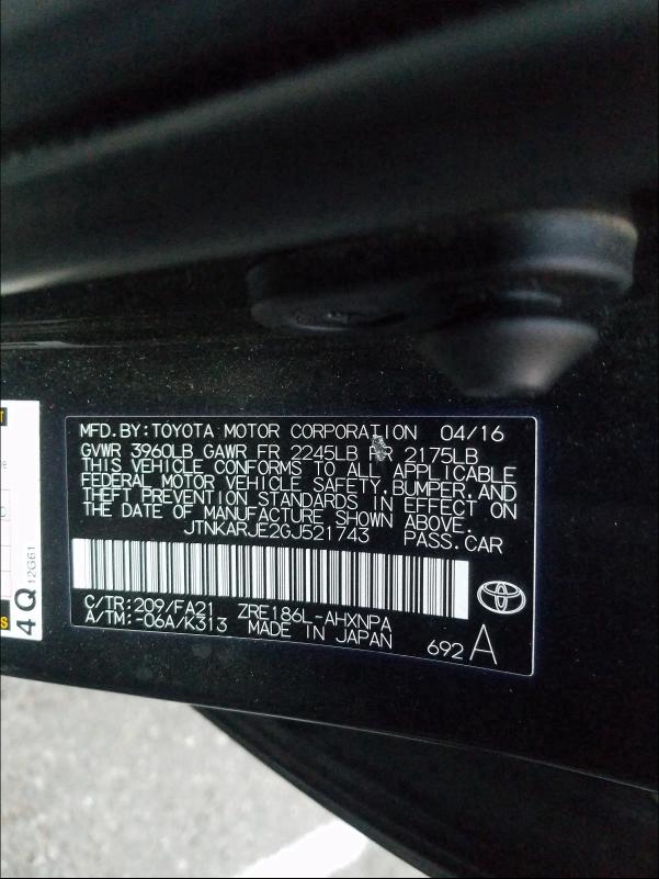 2016 TOYOTA SCION IM JTNKARJE2GJ521743