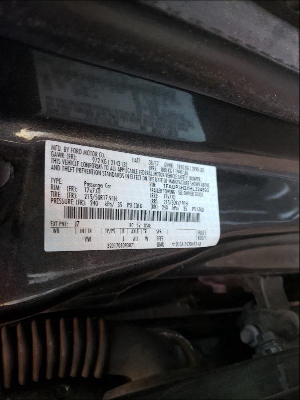 2017 FORD FOCUS SEL 1FADP3H2XHL324593