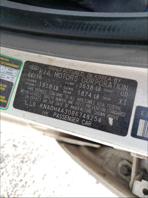 2011 KIA RIO BASE KNADH4A30B6748254