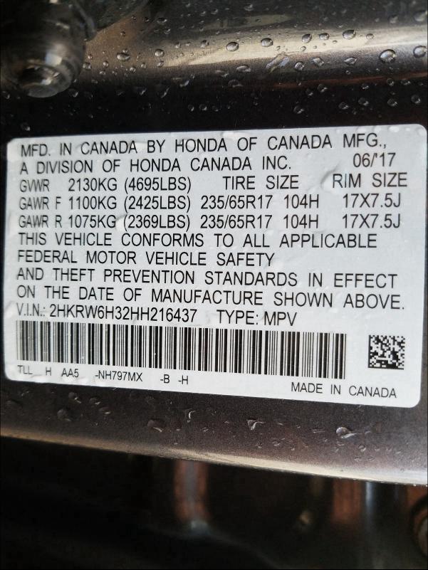 2017 HONDA CR-V LX 2HKRW6H32HH216437
