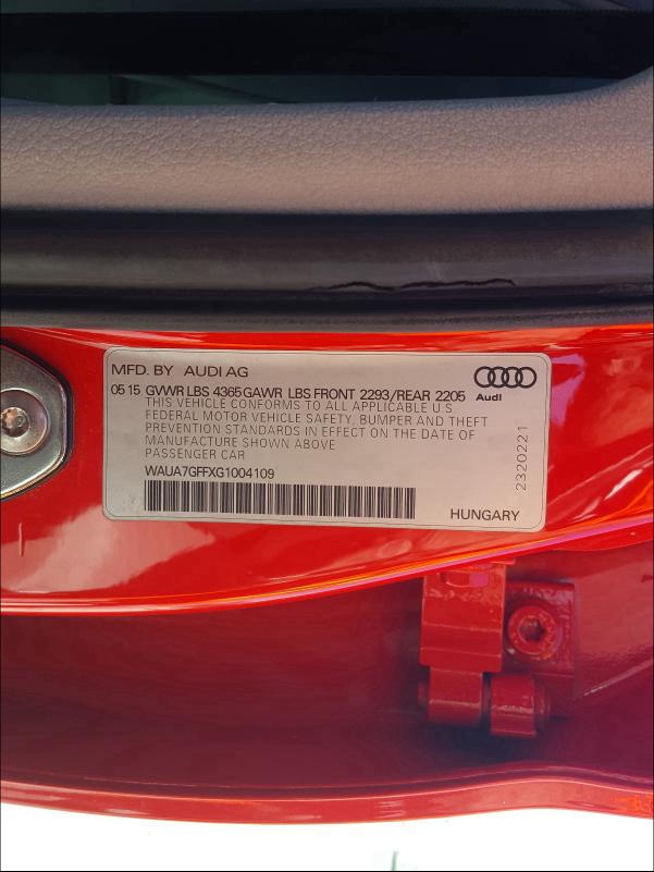 2016 AUDI A3 PREMIUM WAUA7GFFXG1004109