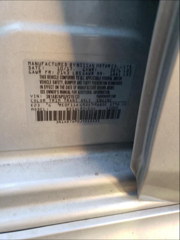 2018 NISSAN SENTRA 3N1AB7AP0JY215133