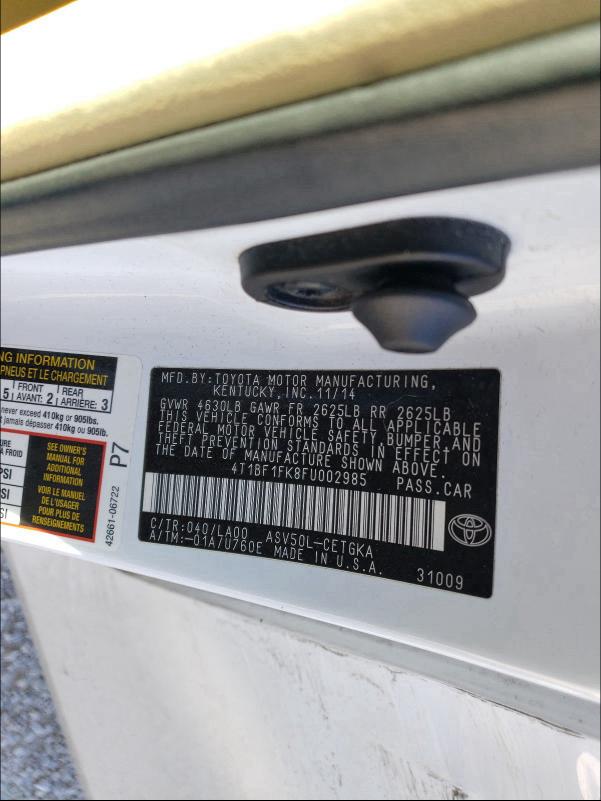 4T1BF1FK8FU002985 2015 Toyota Camry Le 2.5L