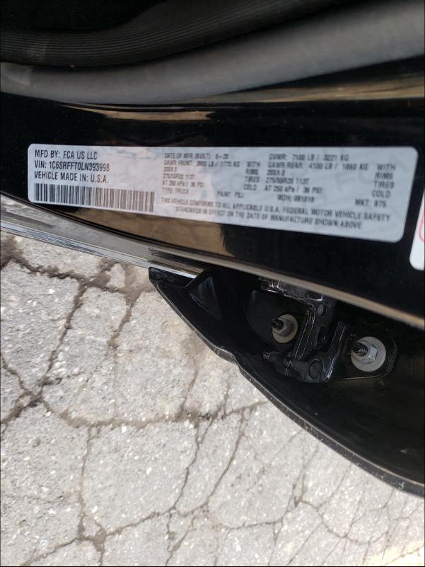 2020 RAM 1500 BIG H 1C6SRFFT0LN393998