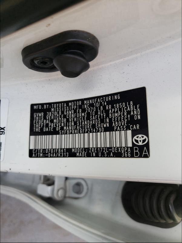 2015 TOYOTA COROLLA EC - 5YFBPRHE6FP214790