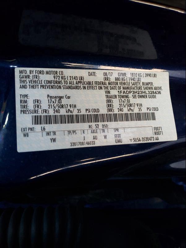 2017 FORD FOCUS SEL 1FADP3H23HL328436