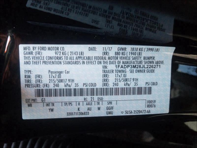 2018 FORD FOCUS SEL 1FADP3M28JL226271