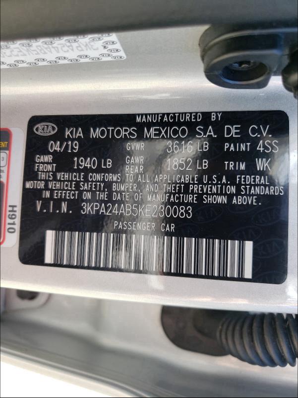 2019 KIA RIO S 3KPA24AB5KE230083
